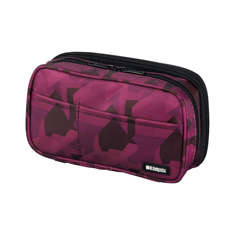 LIHIT LAB Large Capacity Double Zipper Pencil Case For School Office College, Big Capacity 6 Compartments Pencil Bag Holder Adults Teen Boys Girls, Travel Cosmetics Storage, Maroon Camo(A7555-133) - Image 1